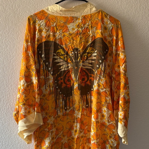 Vibrant Orange Floral Women's Robe - Picture 4 of 11